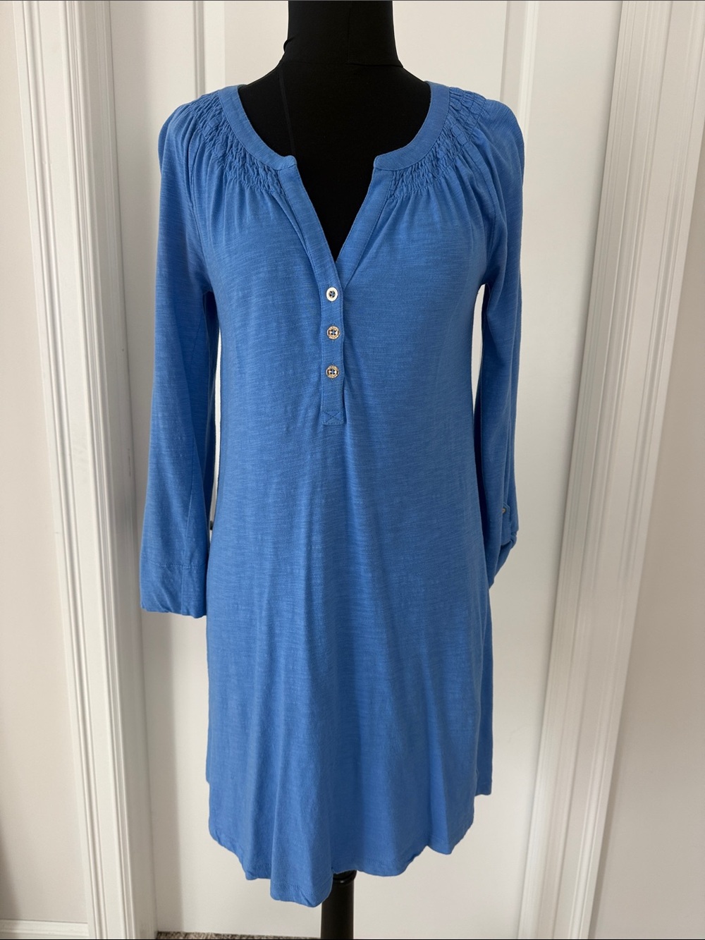 Lilly Pulitzer XS Blue Long-Sleeve Dress SOLID PERIWINKLE BLUE